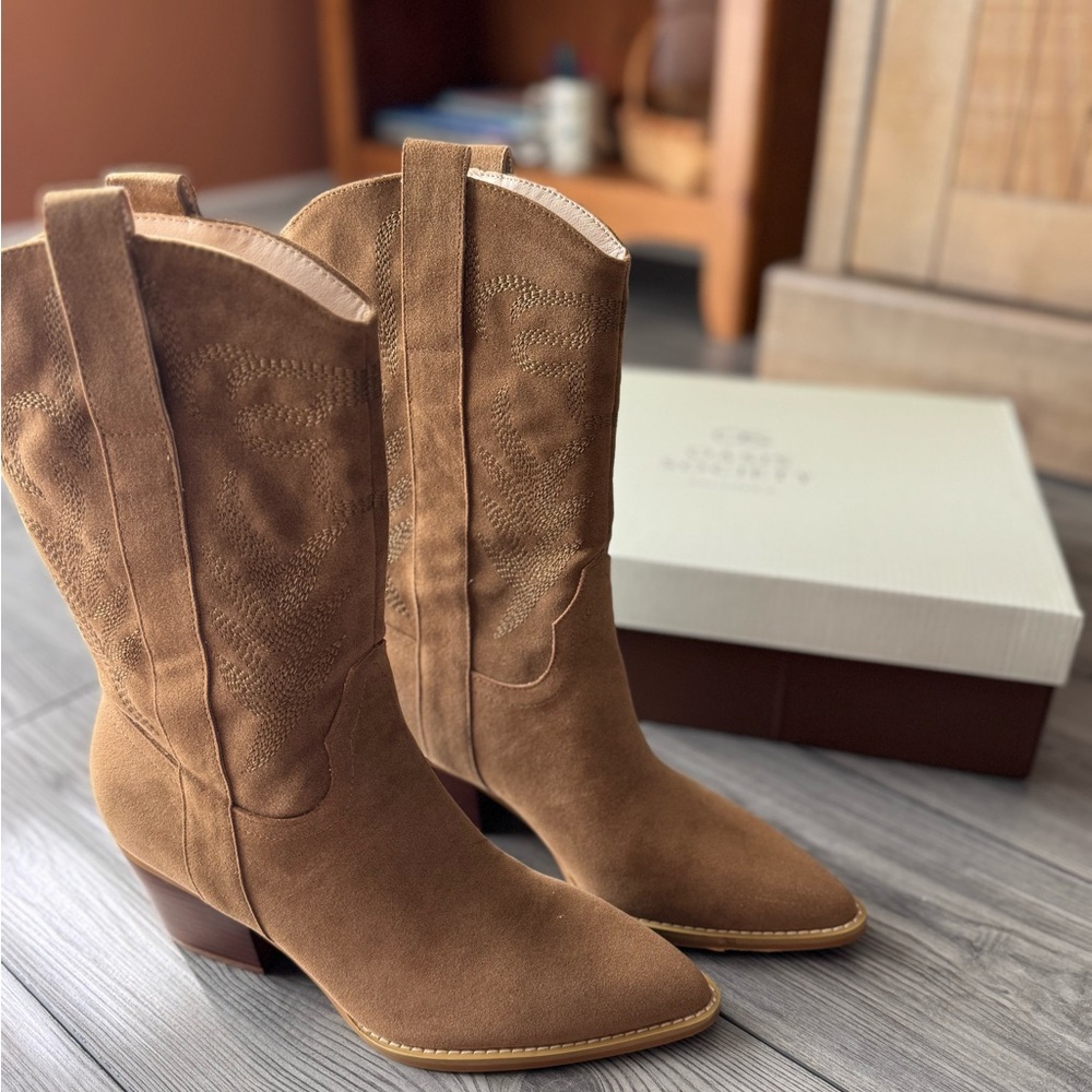 OASIS SOCIETY Embroidered Short Brown Boot
